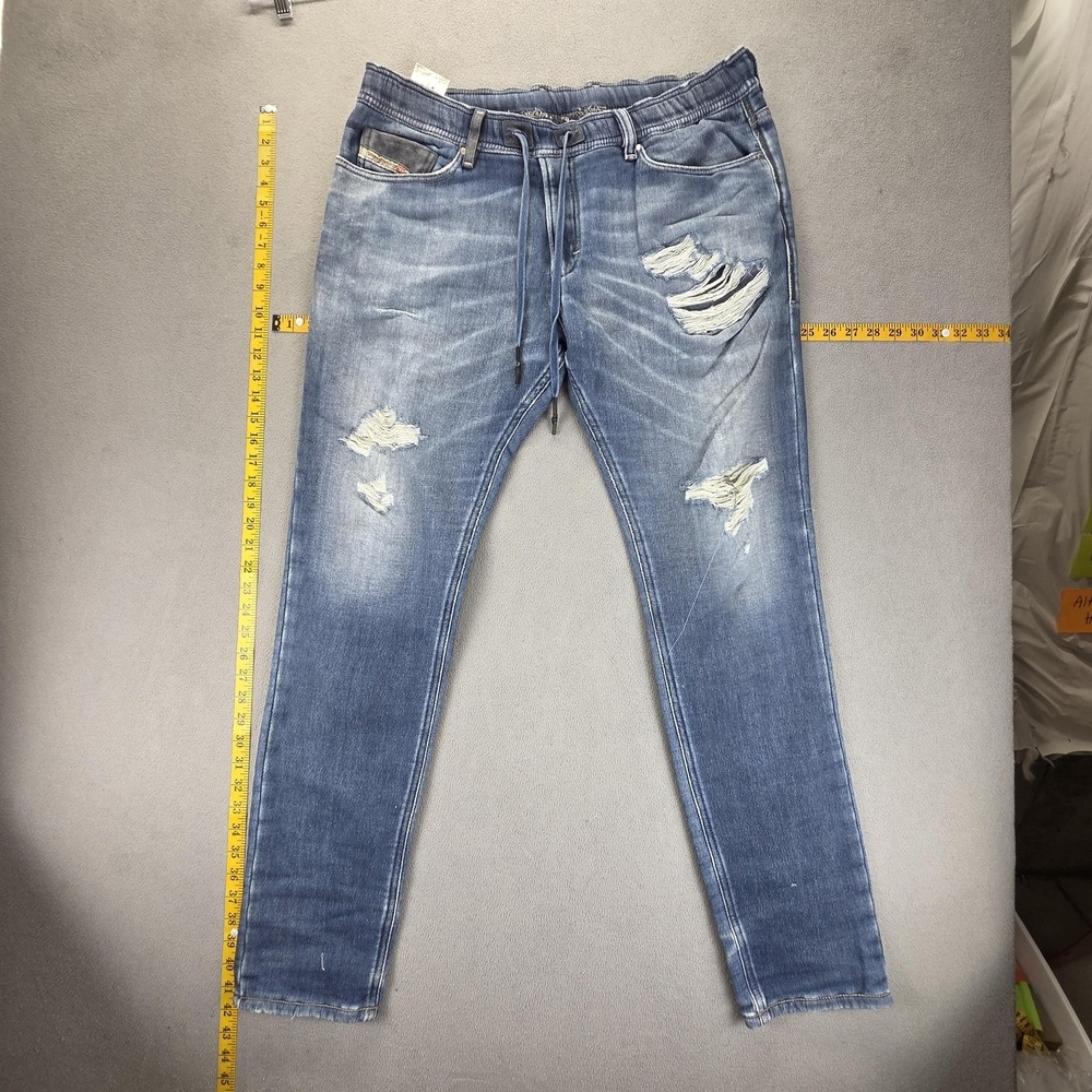 Diesel Jeans Mens 34x32 Blue Tepphar NE Med Wash Slim Tapered Drawstring 0800E
